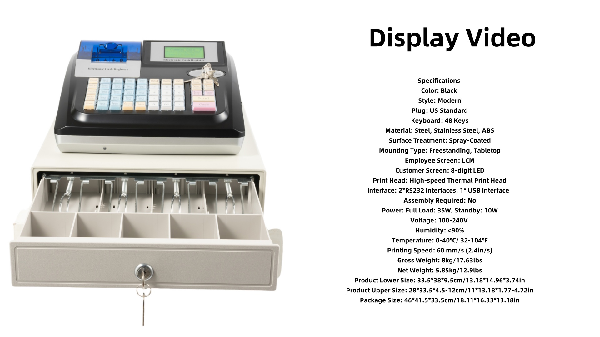 Amazon.com: 48 Keys Cash Register for Small Businesses, Electronic